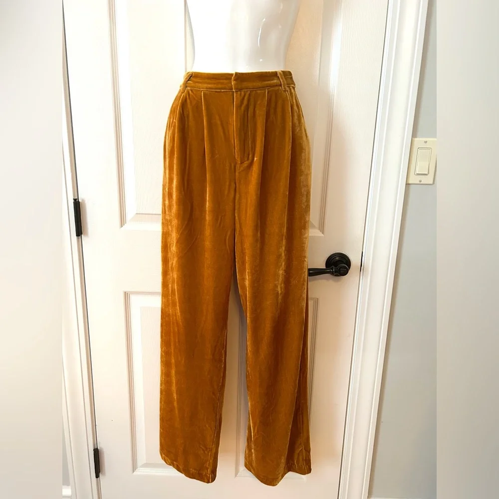 NWT $90 ENDLESS ROSE XS VELVET PANTS MARIGOLD FALL AUTUMN NEW WITH TAGS - Picture 2 of 8